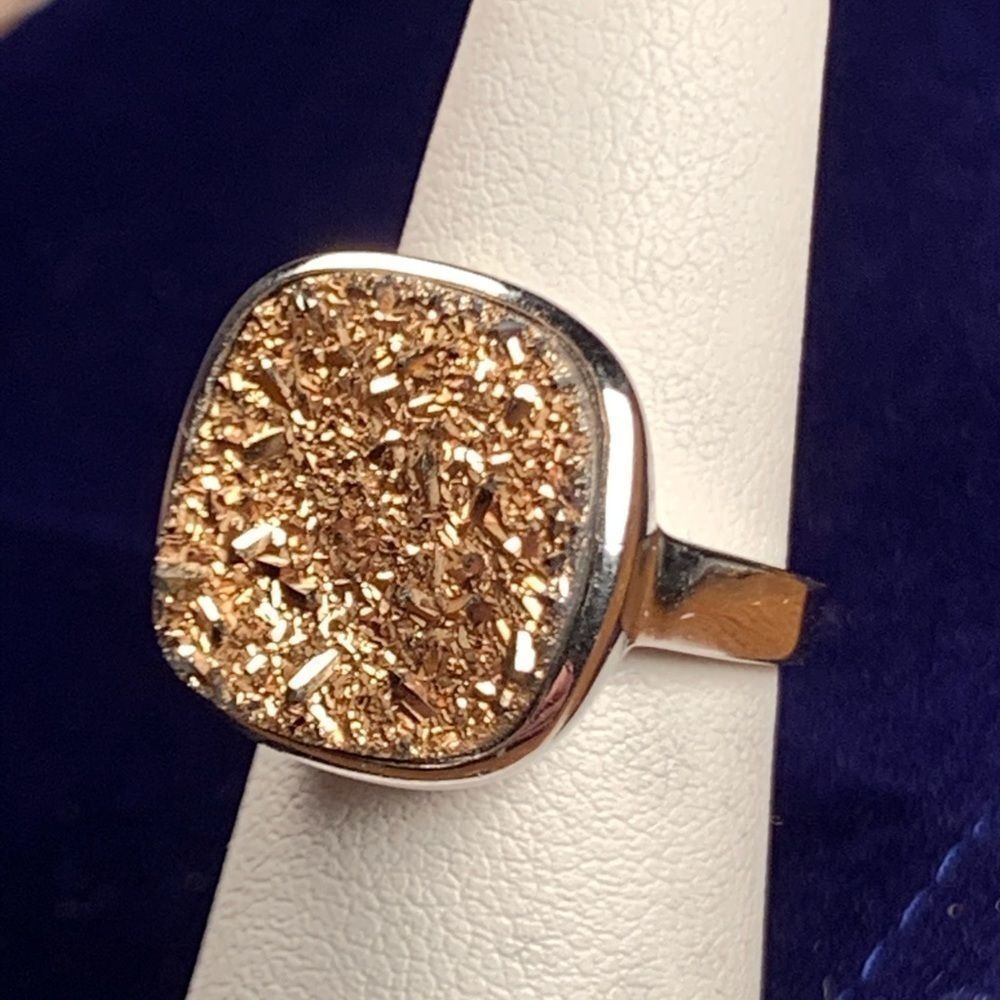 BJG Rose Gold Druzy Sterling Silver Ring